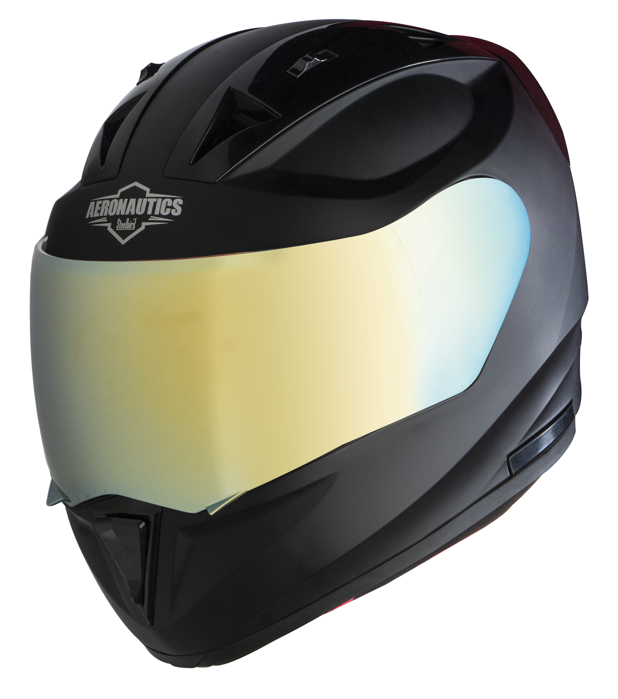 SA-1 Aeronautics Mat Mid Night Black( Fitted With Clear Visor Extra Gold Chrome Visor Free)